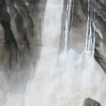 水墨画　西郷孤月の「飛瀑」模写