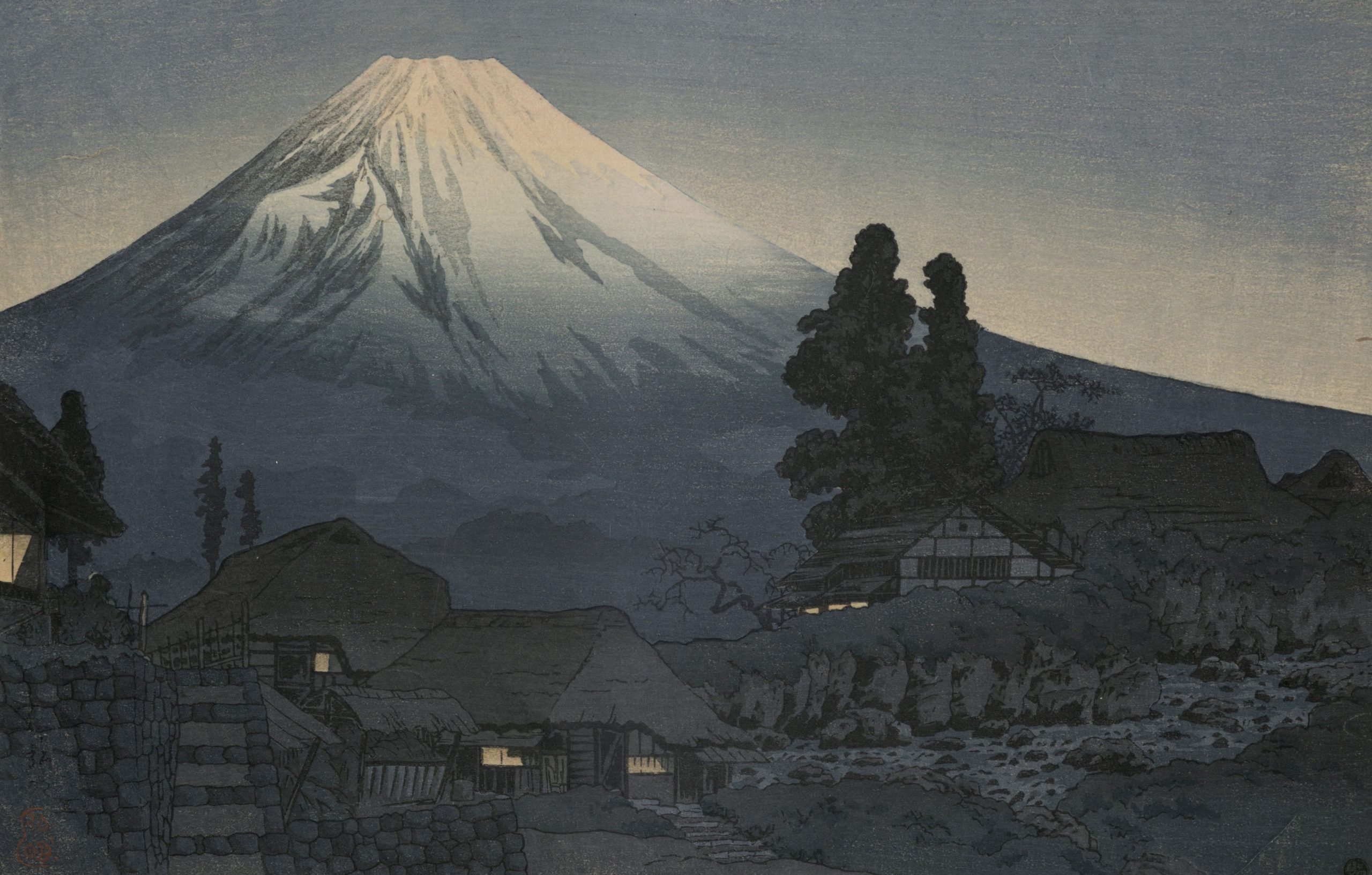 新品本物 富士山と松の木 陶器画 額付 マウントフジ 松 sushitai.com.mx
