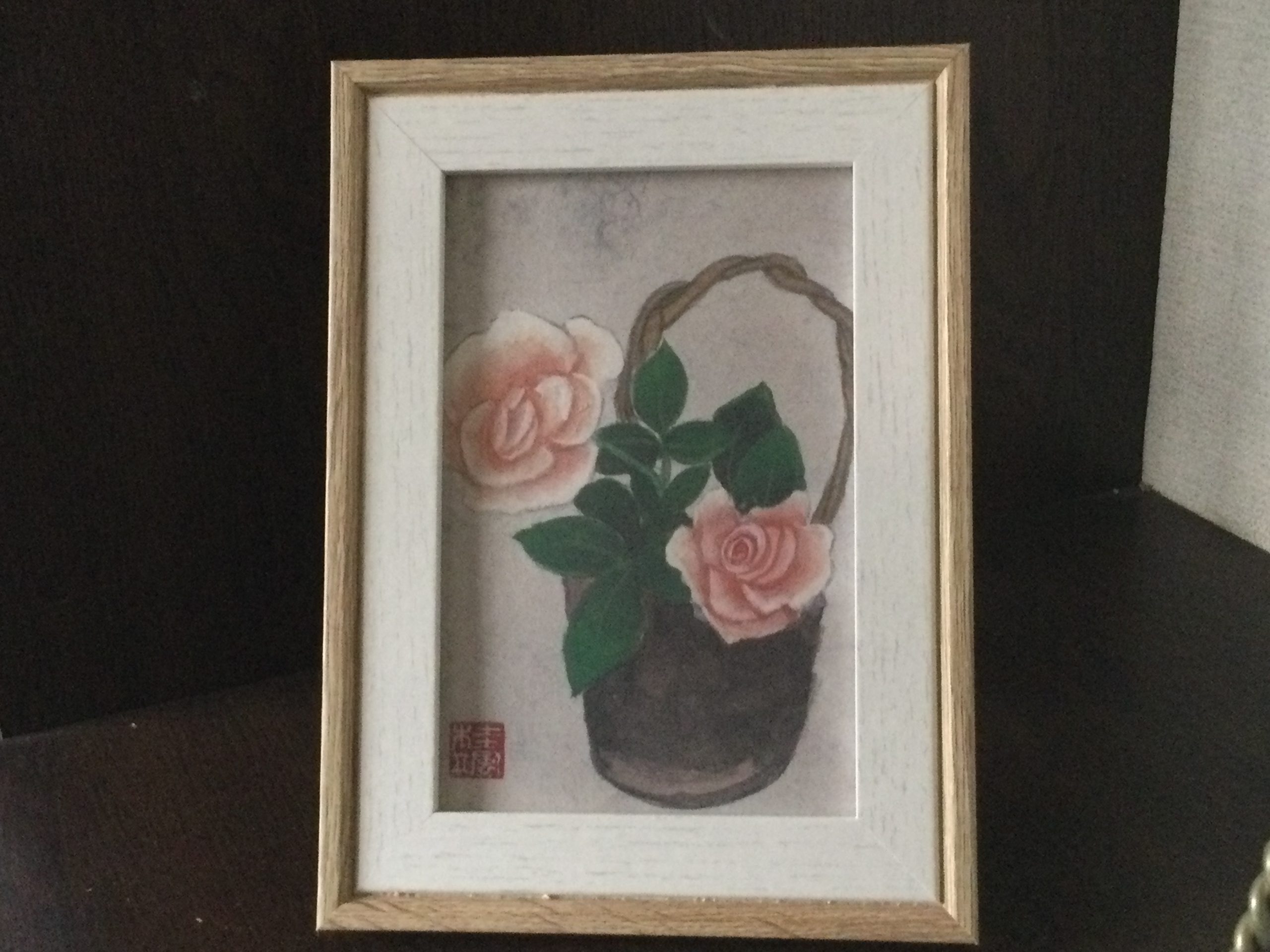 岩絵の具で描いた日本画 薔薇 Vallesse Ci